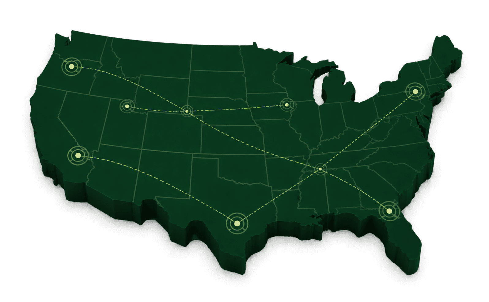 Illustrative USA logistics network map